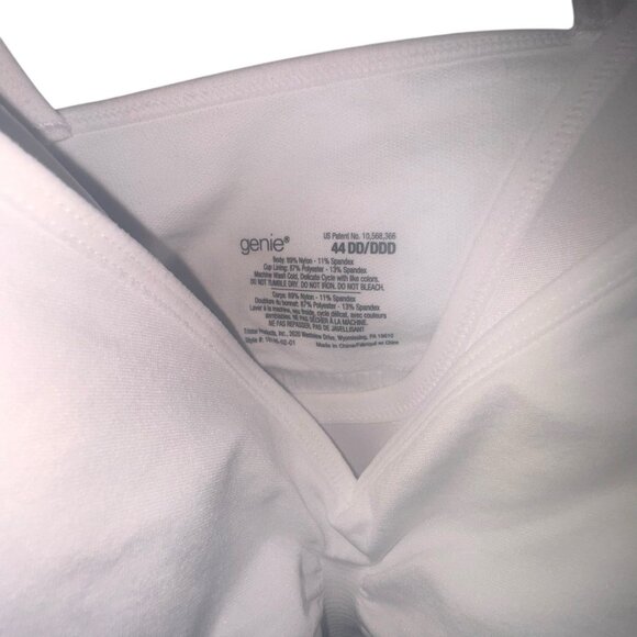 genie White Bra 44 DD-DDD Solid Adjustable Straps Solid Top Overlay Staple Basic - Picture 5 of 7